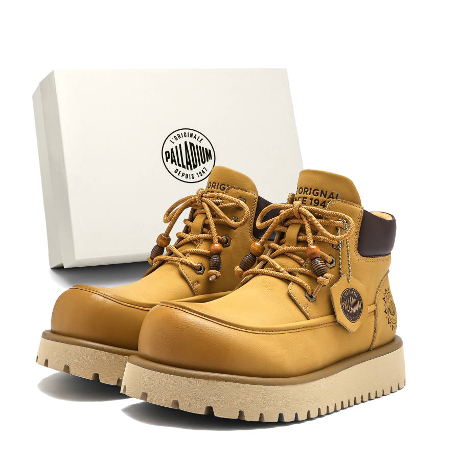 Palladium Combat Boots Unisex Gray Blue, Beige Apricot, Black, Yellow Brown