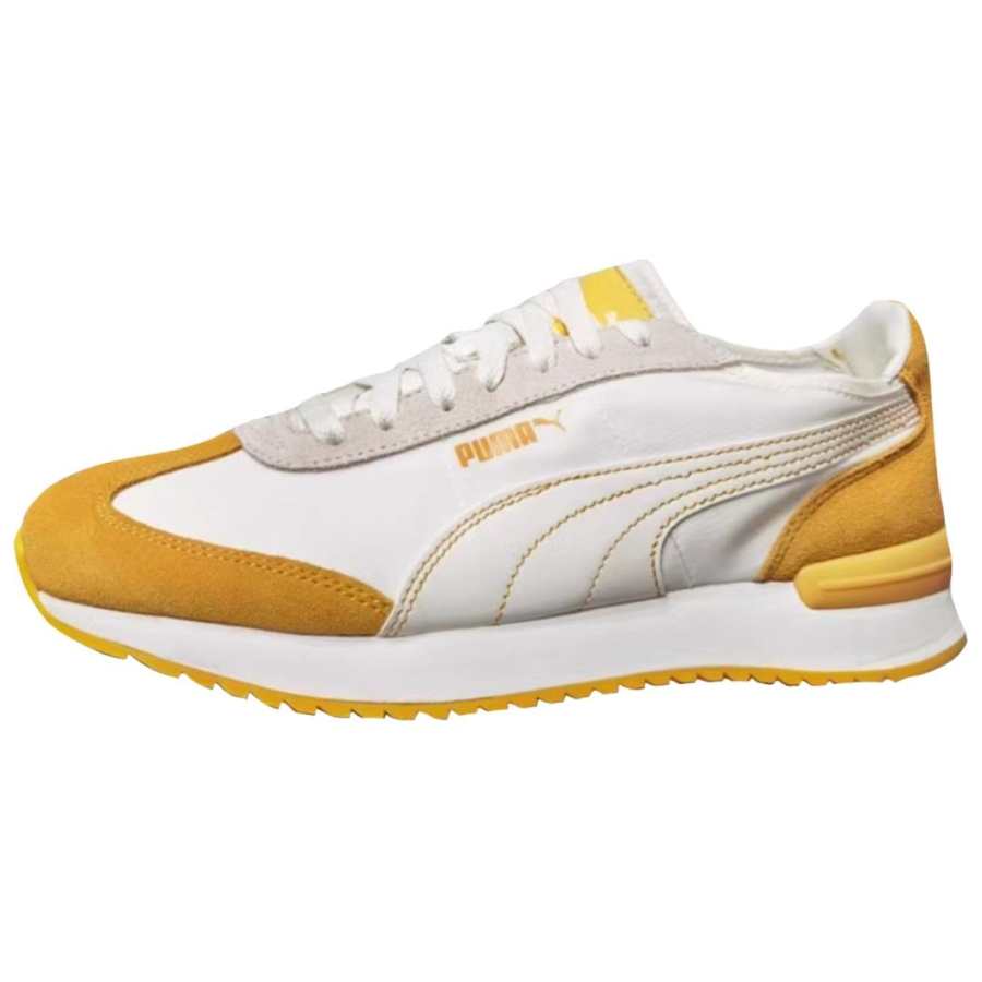 PUMA R78 Comfortable Low top Casual Shoes Unisex White Yellow
