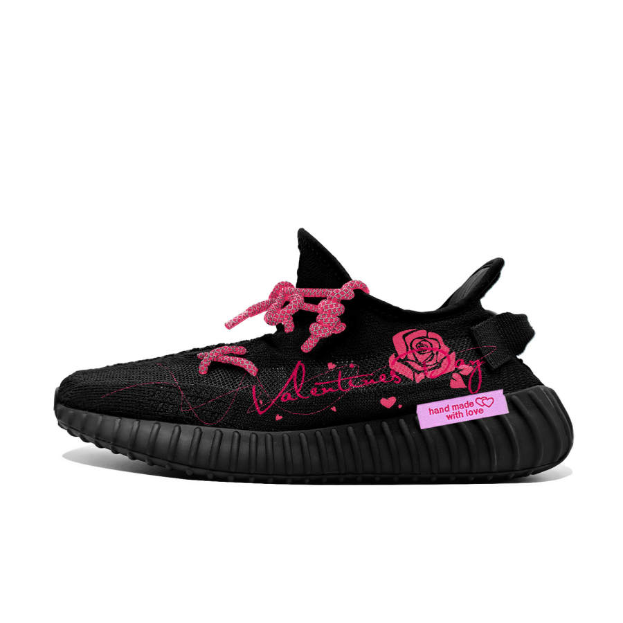 Adidas Originals Yeezy Boost 350 V2 Rose Box Cushioning Abrasion Resistant Low top Casual Shoes Unisex Black