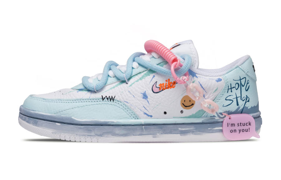 Nike Nike Court Vintage Fresh Look Summer Slip Resistant Abrasion Resistant Low top Casual Shoes Women's Sky Blue