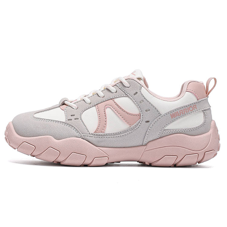 WARRIOR Abrasion Resistant Lightweight Height Increasing Low top Casual Shoes Women's Beige Pink