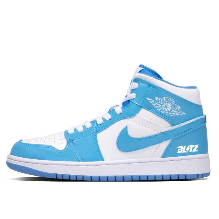 Jordan Jordan Air Jordan 1 Light Blue Leather Abrasion Resistant Support Abrasion Resistant Support Mid top Basketball Shoes