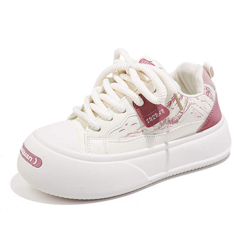 TONYBEAR Casual Shoes Women's Low Top Beige Pink/Beige Black