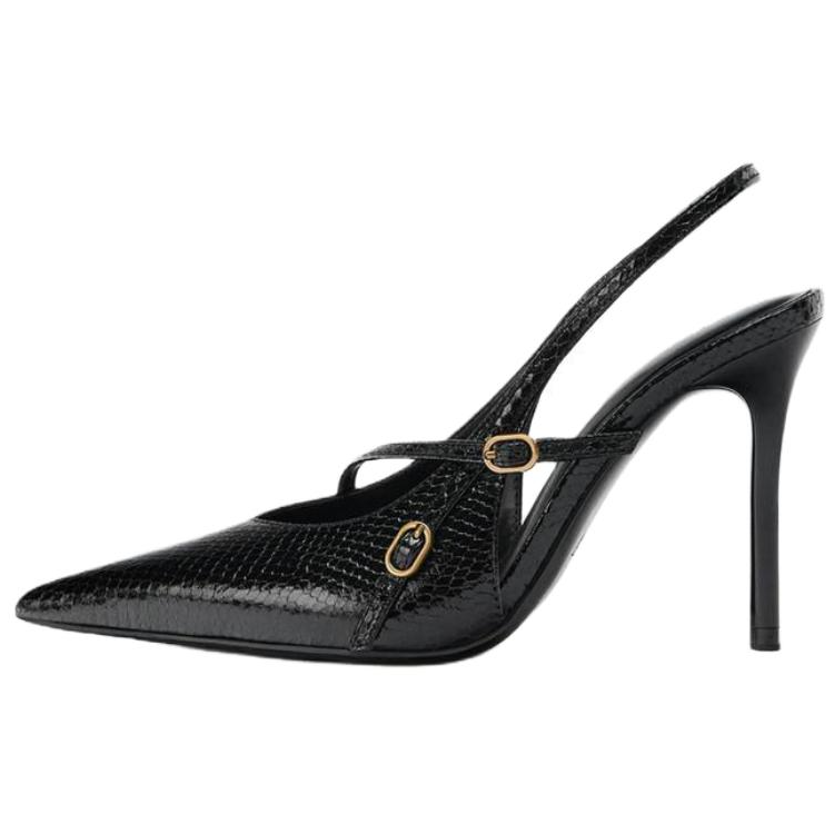 ZARA Pu Slim Heel High Heels 11cm Women's Black