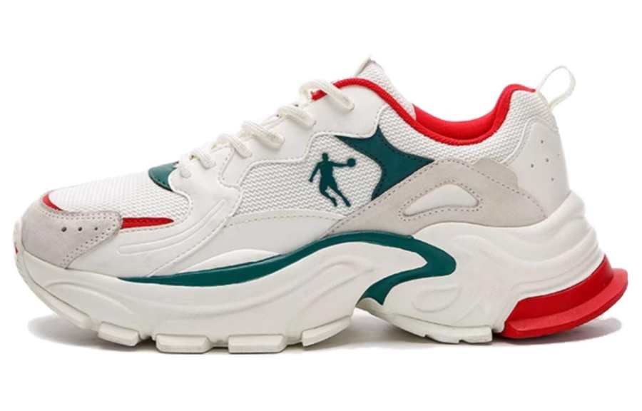 QIAODAN Cushioning Slip Resistant Abrasion Resistant Low top Casual Shoes Men's White Green