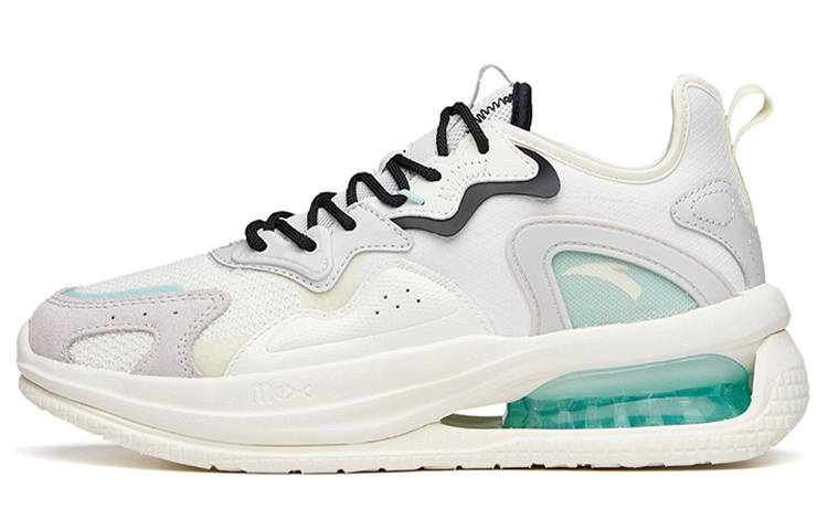 Anta Textile, Synthetic Leather Wear resistant And Lightweight Low top Casual Shoes Women's White Gray Green
