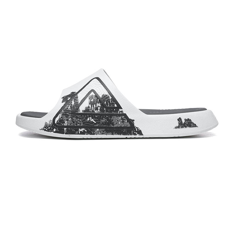 PEAK Taichi National Innovation Slip Resistant Abrasion Resistant Cushioning Slide Slippers Men's White Gray