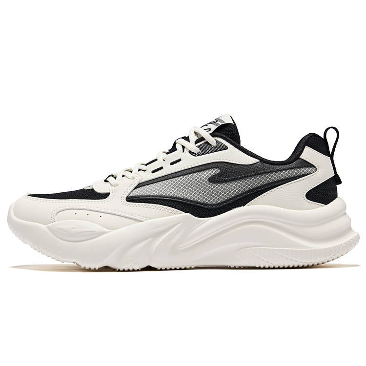 Erke Ao Wu Rebound Abrasion Resistant Breathable Low top Casual Shoes Men's Jet Black Microcrystal White