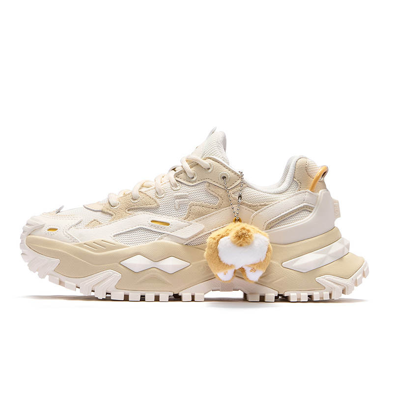 FILA FUSION BIANCO Rebound Height Increasing Low top Casual Shoes Women's Milk White Wood Gray