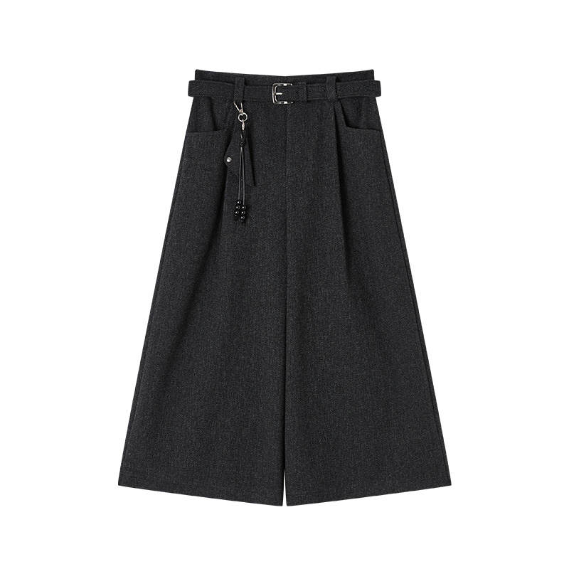 XIANGYING Casual Pants Women's Dark Gray Moderate Wide Leg Pants
