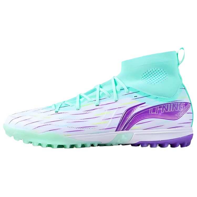 Li-Ning Li Ning MG Multi Ground Slip Resistant Abrasion Resistant Soccer Shoes Men's White Green Purple