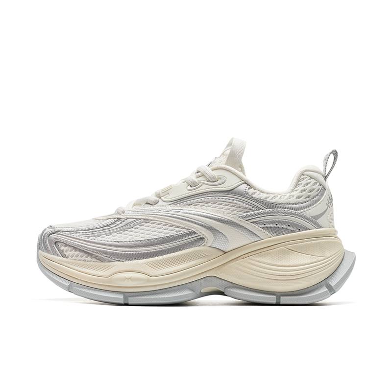 XTEP Basque 2 Tide Cushioning Abrasion Resistant Height Increasing Low top Casual Shoes Women's Silver