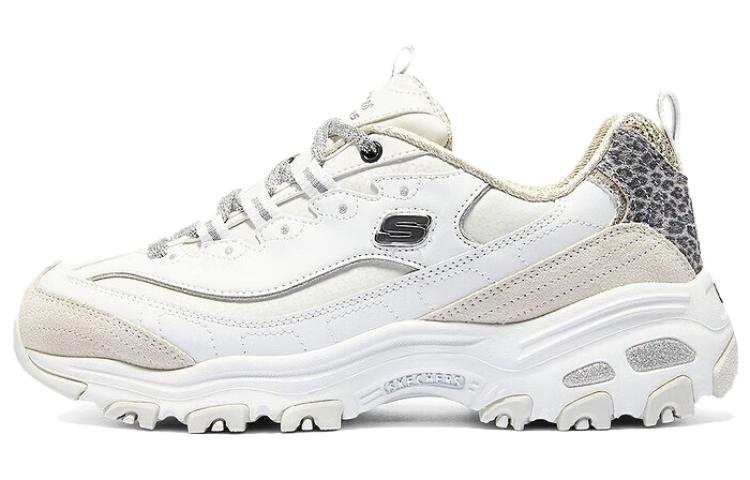Skechers D'Lites 1.0 Leather Balance Lightweight Low top Casual Shoes Women's White Gray