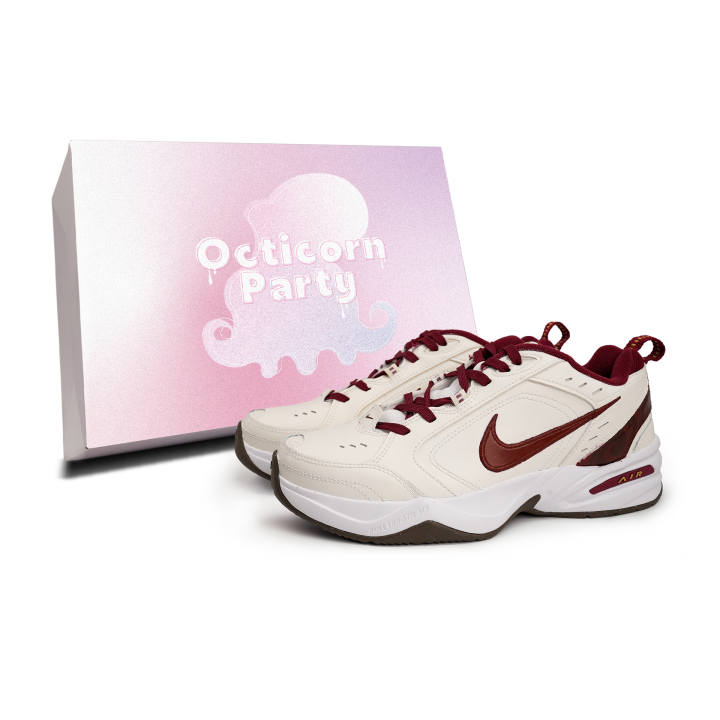 Nike Nike Air Monarch 4 Abrasion Resistant Slip Resistant Low top Casual Shoes Unisex Beige Red