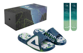 UZIS x PEAK Slide Slippers Men's Port Blue Socks Gift Box Set