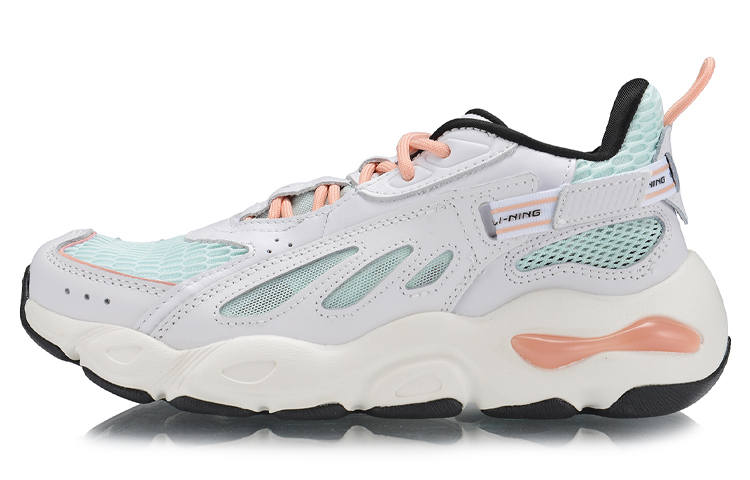 Li-Ning Li Ning Textile, Split Cow Leather Breathable, Lightweight Coverage Mid top Casual Shoes Women's