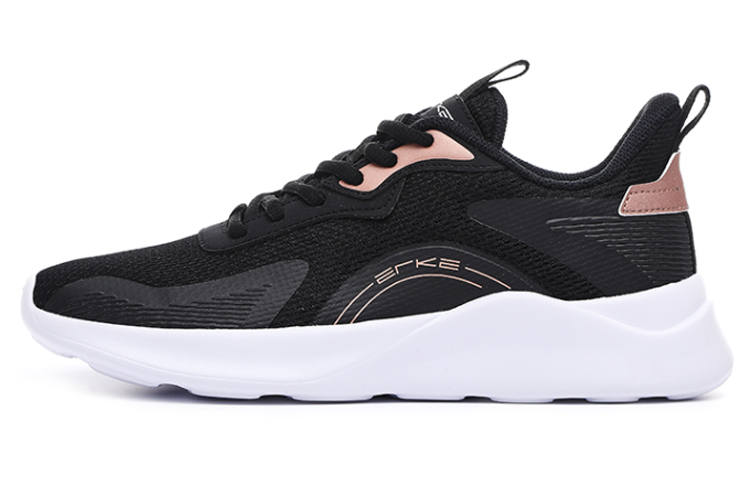 Erke Minimalist Style Low top Casual Shoes Women's Jet Black Pink Gold
