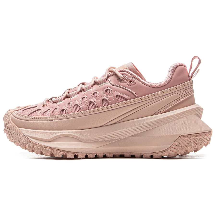 Li-Ning Li Ning Slip Resistant Abrasion Resistant Low top Casual Shoes Unisex Pink