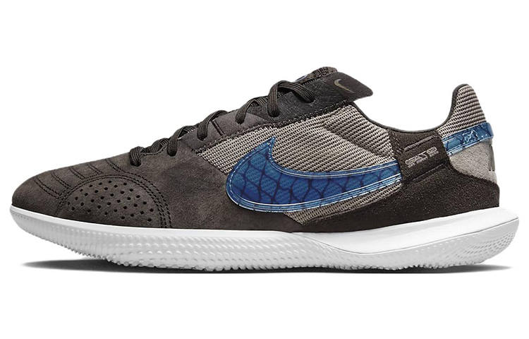 Nike Nike Streetgato Comfortable Textile, Leather Cushioning Slip Resistant Abrasion Resistant Soccer Shoes Men's Brown Blue