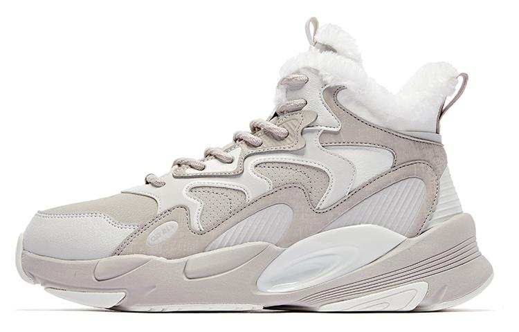 QIAODAN Fleece lined Slip Resistant Lightweight Height Increasing High top Sports Casual Shoes Women's Gray