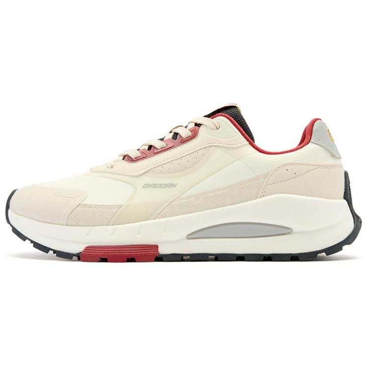 QIAODAN Quality Drying Cushioning Slip Resistant Lightweight Low top Casual Shoes Men's Beige Red