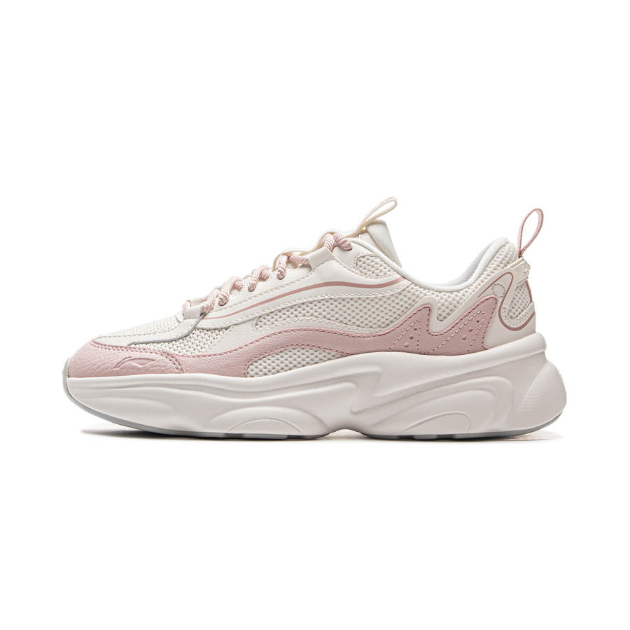 Li-Ning Li Ning Milk Coconut Cushioning Slip Resistant Abrasion Resistant Support Low top Casual Shoes Women's White Pink