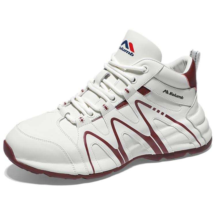 KOLUMB Abrasion Resistant Lightweight Height Increasing High top Casual Shoes Men's White Red