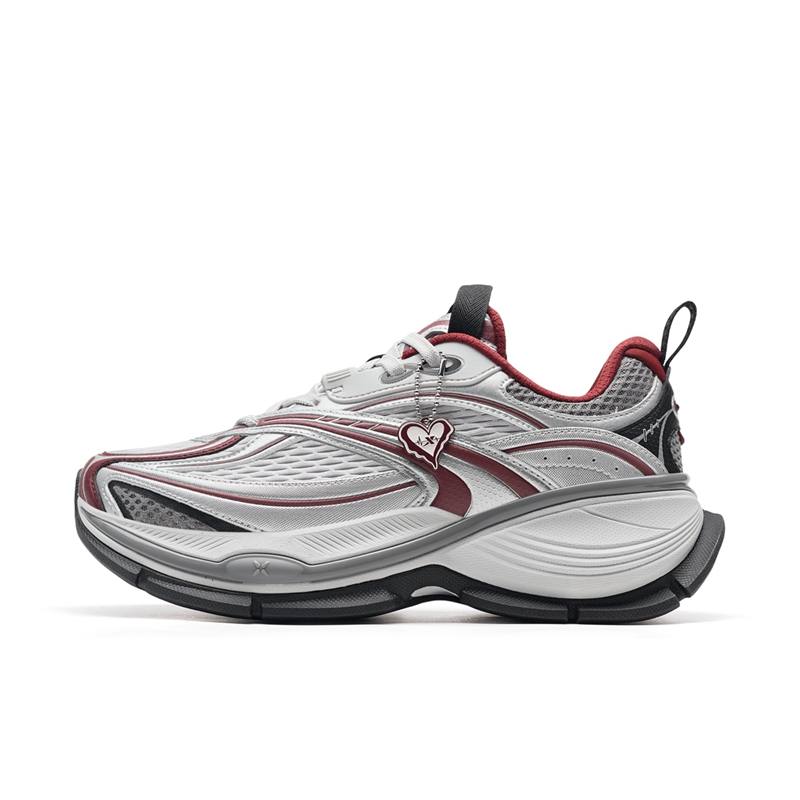 XTEP Basque 2 Slip Resistant, Abrasion Resistant, Height Increasing Low top Casual Shoes Men's Silver Gray Red