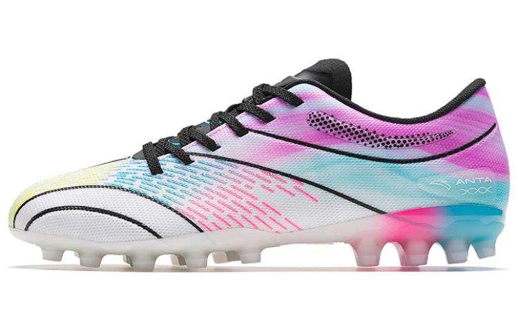 Anta MG Multi Ground Natural Grass Abrasion Resistant Soccer Shoes Men's White Purple