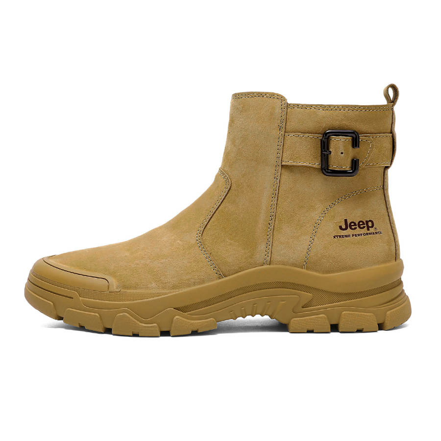 Jeep Jeep Short Combat Boots Medium Heel Unisex Camel
