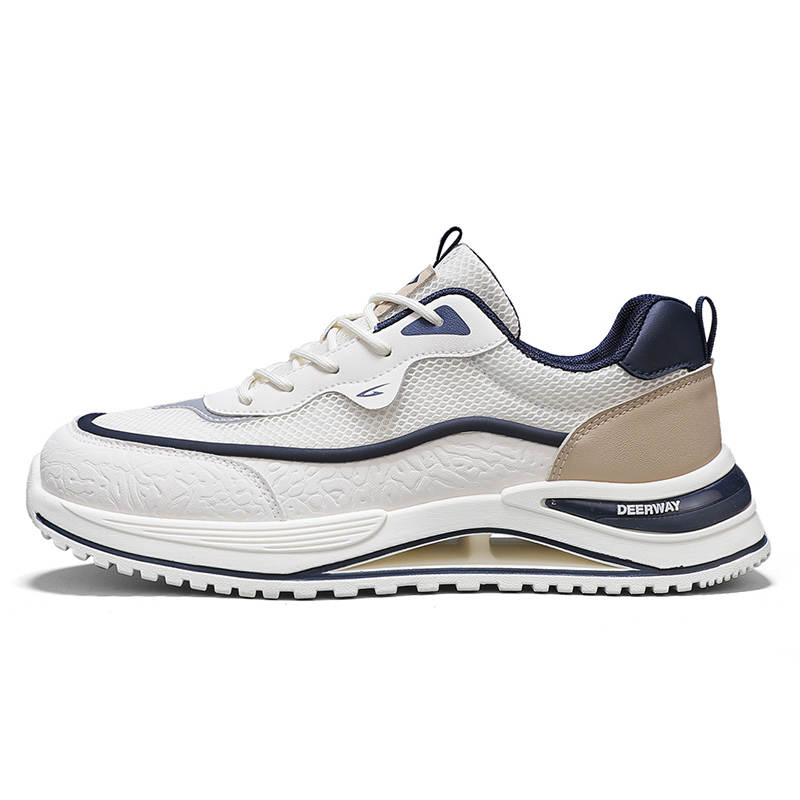 DEERWAY Slip Resistant, Abrasion Resistant, Height Increasing Low top Casual Shoes Men's Beige Blue Brown