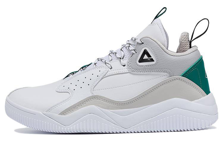 PEAK Slip Resistant Abrasion Resistant Mid top Casual Shoes Men's All White Light Gray
