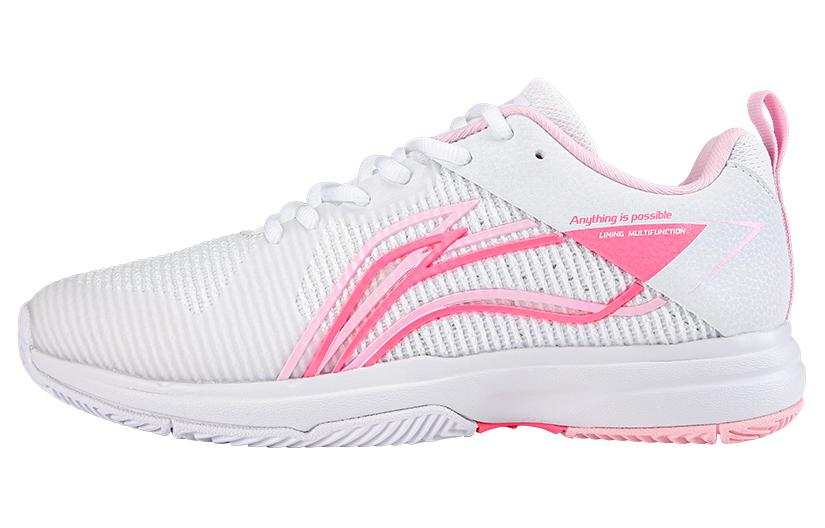 Li-Ning Li Ning Comfortable And Breathable Slip Resistant Abrasion Resistant Low top Casual Shoes Women's Pink White