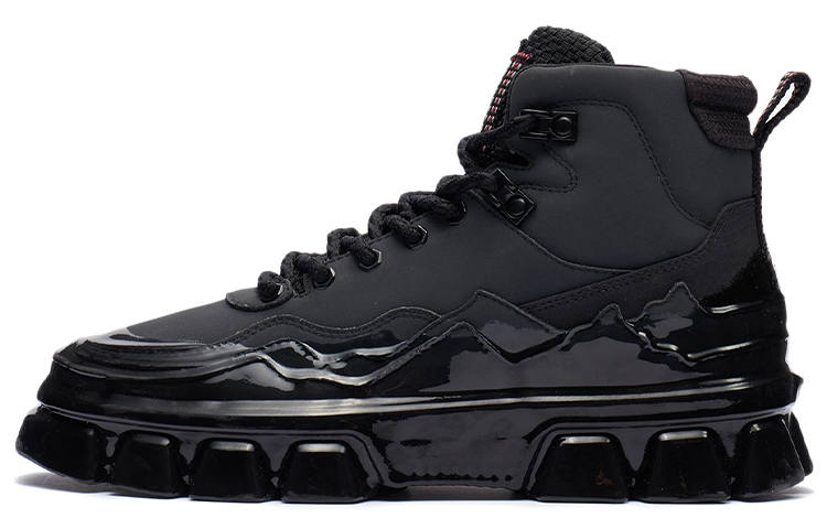 Li-Ning Li Ning CF Tracing Lingjun Cow Leather Slip Resistant Abrasion Resistant High top Skateboard Shoes Unisex Black