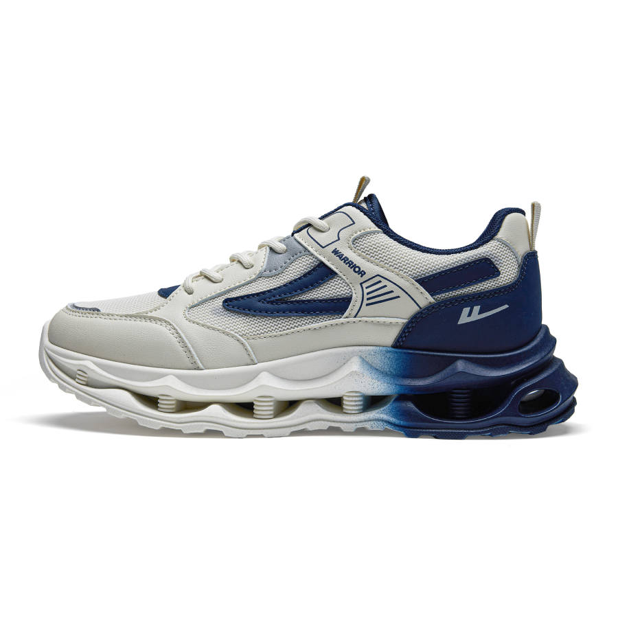Warrior Riding The Wind Collection Slip Resistant, Breathable, Lightweight Low top Casual Shoes Unisex Beige Dark Blue