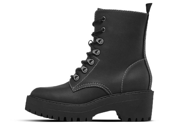 Skechers British Style Height Increasing Casual Versatile, Thermal Fleece Lined Short Combat Boots Women's All Black