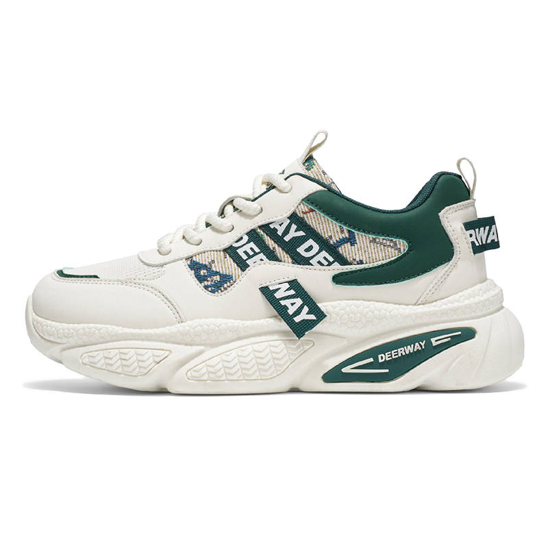 DEERWAY Lightweight Height Increasing Low top Casual Shoes Men's Beige Green