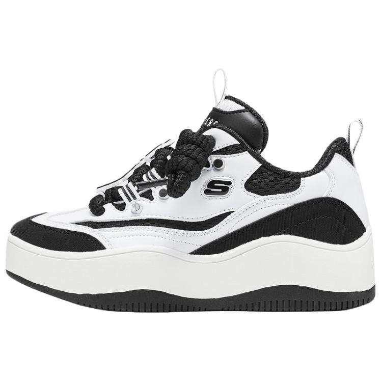 Skechers Street Textile, Synthetic Leather Breathable Support Rebound Low top Casual Shoes Women's Black White