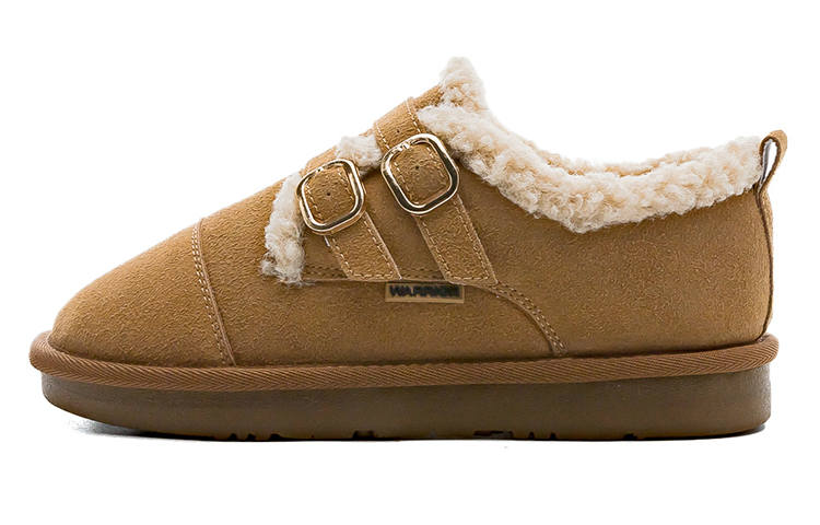 Warrior Textile, Synthetic Leather Thickened And Fleece Lined Lightweight Thermal Low top Casual Shoes Women's Khaki