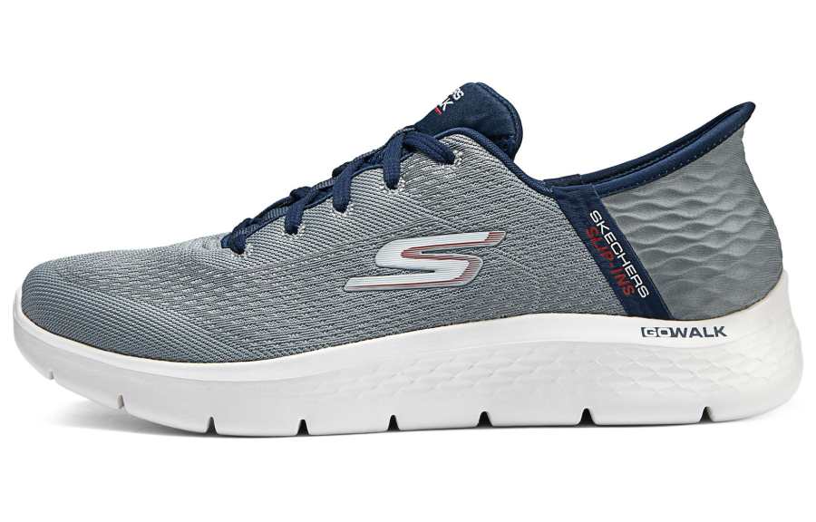 Skechers Go Walk Fle Hands Free Slip Ins Fabric Low top Casual Shoes Men's Gray Blue