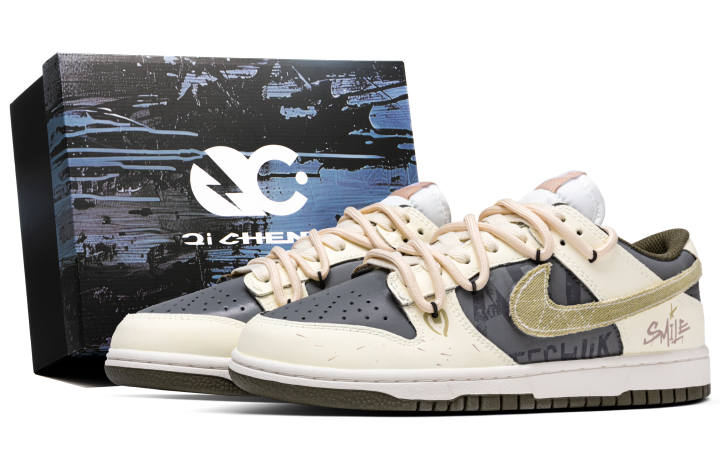 Nike Nike Dunk Moss Green Disappearance Abrasion Resistant Abrasion Resistant Low top Casual Shoes Unisex Beige Gray Green