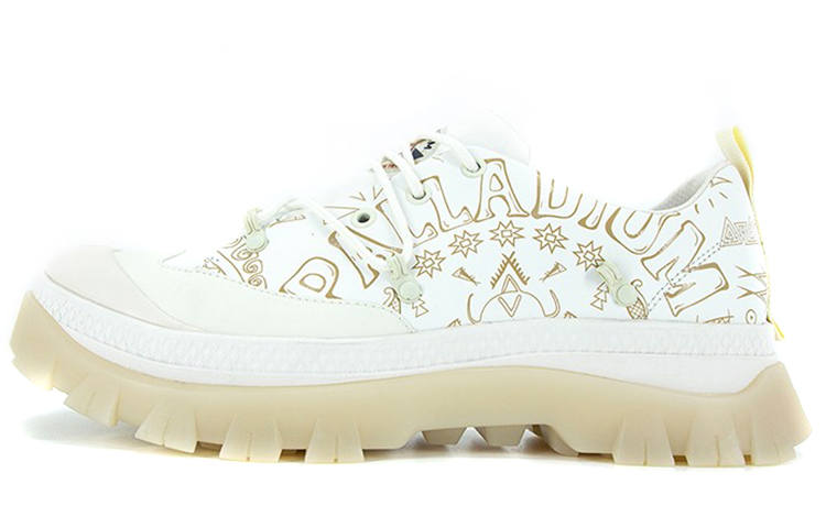 Palladium Pampa Anti-Slip Wear-Resistant Breathable Height Increasing Low-Top Casual Shoes Unisex Light White