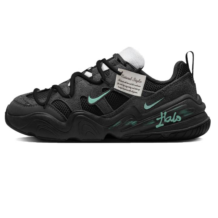 Nike Nike Tech Hera Climber Suede Cushioning Abrasion Resistant Height Increasing Low top Casual Shoes Unisex Black Cyan