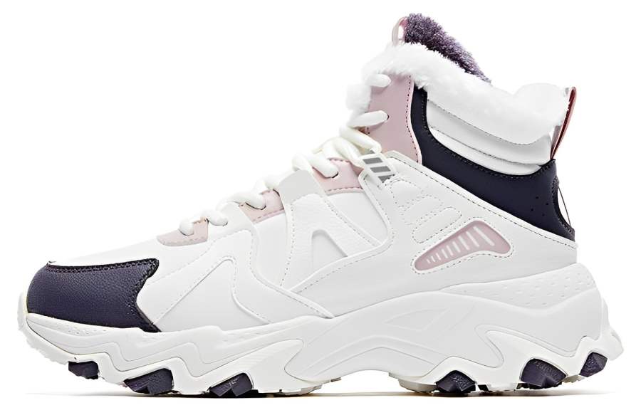 QIAODAN Fleece lined Slip Resistant Thermal Slip Resistant Thermal High top Casual Shoes Women's White Black Pink