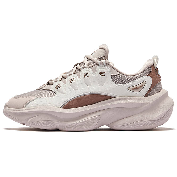 Erke Jade Rabbit 3.0 Lightweight Height Increasing Rebound Low top Casual Shoes Women's Painted Gray Microcrystal White