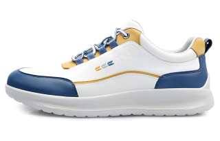 XGN Cow Leather Cushioning Slip Resistant Abrasion Resistant Breathable Low top Casual Shoes Men's White Blue