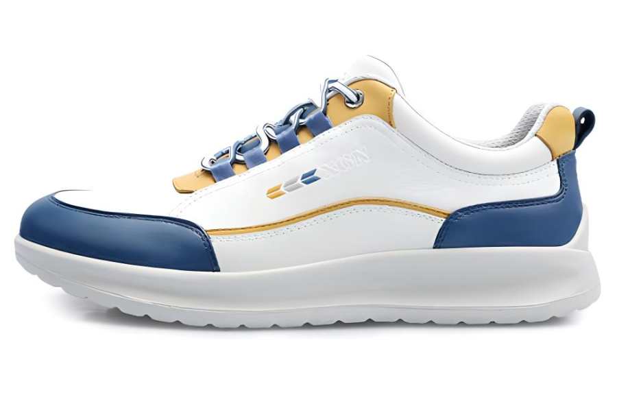 XGN Cow Leather Cushioning Slip Resistant Abrasion Resistant Breathable Low top Casual Shoes Men's White Blue