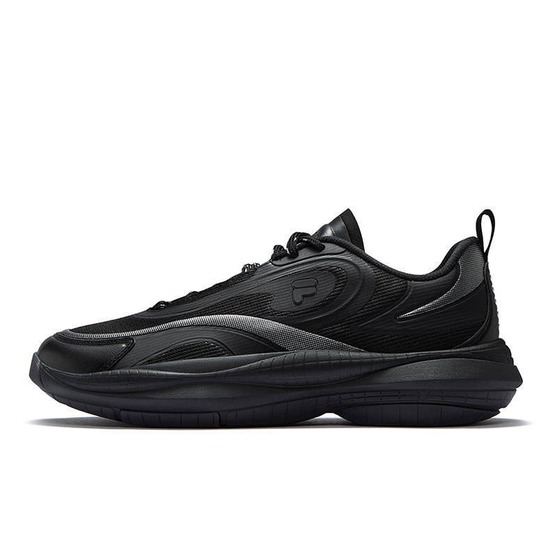 FILA FUSION RAY V Radiation 5 Textile, Synthetic Leather Low top Casual Shoes Men's Black Silver