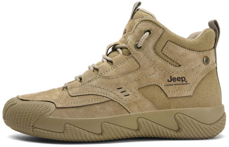 Jeep Pigskin High top Casual Shoes Men's Khaki