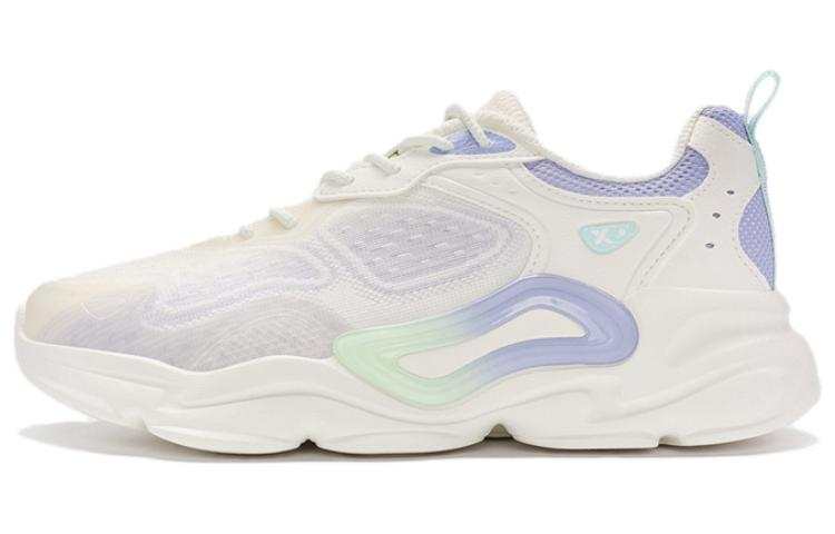XTEP Nomadic Slip Resistant, Abrasion Resistant, Breathable Low top Sports Casual Shoes Women's White Cyan Purple